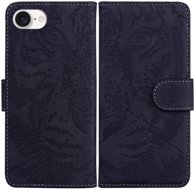 Coverup Hoesje - Geschikt voor iPhone 16e / 17e Hoesje - Coverup Tiger Book Case - Zwart