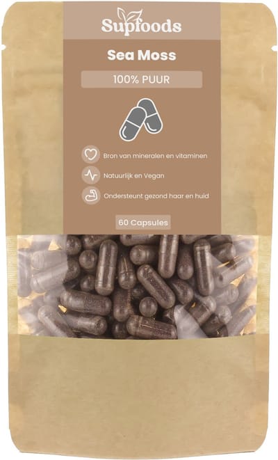 Sea Moss Capsules 100% Puur - 60 Capsules - Alternatief voor Sea Moss Gel en Gummies - Zeewier - Seamoss - 500mg Per Capsule