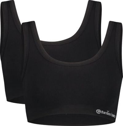 Comfortabel & Zijdezacht Bamboo Basics Seamless Rib Bra Ruby (2-pack) - Zwart - XL