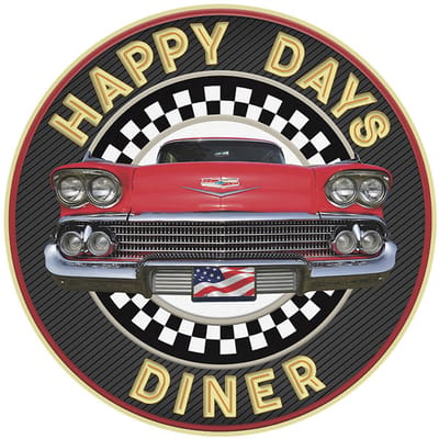 Signs USA - wandbord - dibond - Rond 60 x 60 cm - Happy Days Diner