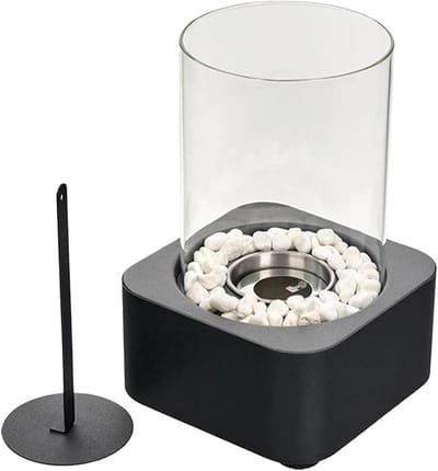 Tafelhaard Buiten - Terrashaard Gas - Sfeer Verwarmen - Draagbaar Design - 25 cm Hoog - Zwart