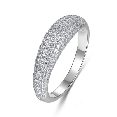 9NB-1687-50 - New Bling - Zilveren Ring Volledig Bezet met Zirkonia - Zilverkleurig - Maat 50