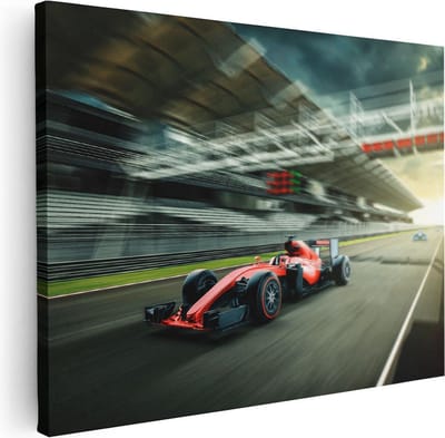 Artaza Canvas Schilderij Racewagen - 40x30 cm - Klein - Wanddecoratie Formule 1 - Muurdecoratie Mancave - Schilderijen Op Canvas