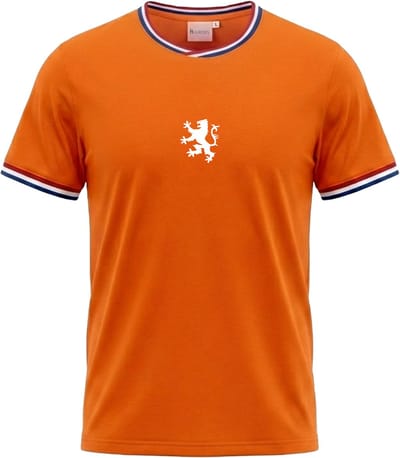 T-shirt Nederland - Supporter Shirt Holland voor Voetbal & Koningsdag - 95% Katoen - 5% Elastaan - Unisex Dames / Heren - Oranje - Maat S