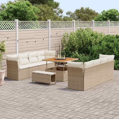 vidaXL - Tuinbank - Set - 11 - st - 8-Aantal - zitplaatsen - Beige - en - Crème