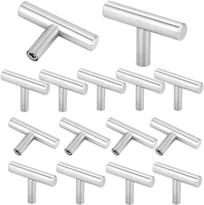 15 Stuks T-Handle Meubelhendels voor Keukenkastjes - RVS Deurgrepen, Moderne Knoppen en Barhandles in Zilver