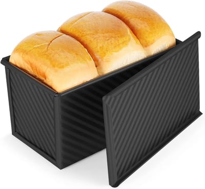 Broodpan - Met deksel - Antiaanbakpan - Aluminium broodbakgerei -Grote toastpan - Geschikt voor het bakken van brood, cake en toast - Zwart
