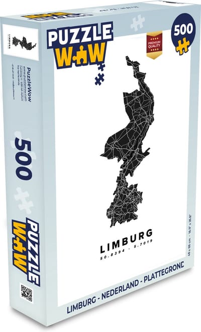 Puzzel Limburg - Nederland - Plattegrond - Legpuzzel - Puzzel 500 stukjes - Stadskaart