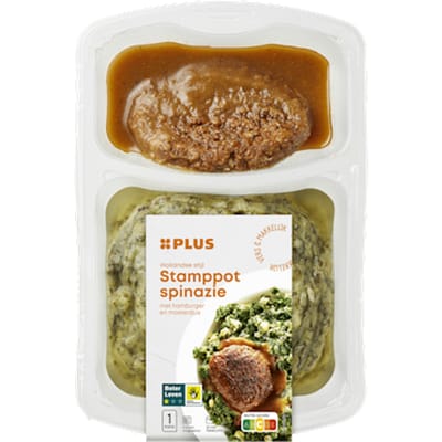 Spinazie stamppot hamburger
