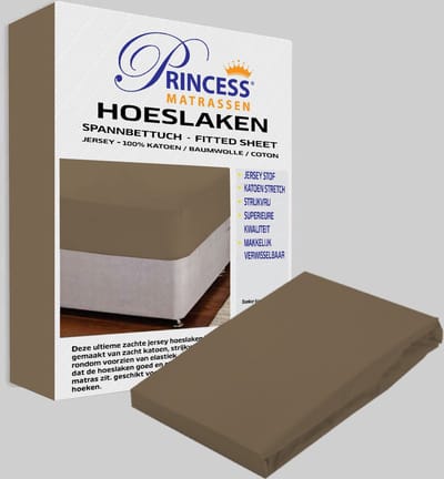 Het Ultieme Zachte Hoeslaken- Jersey -Stretch -100% Katoen -80x200x30cm-Beige