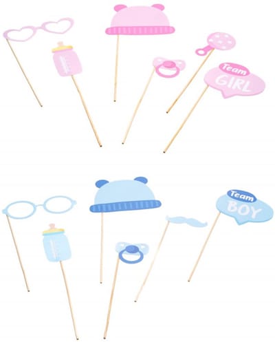 Chaks Baby Gender Reveal foto prop set - 12-delig - roze/blauw - Team Boy or Girl - gender baby party