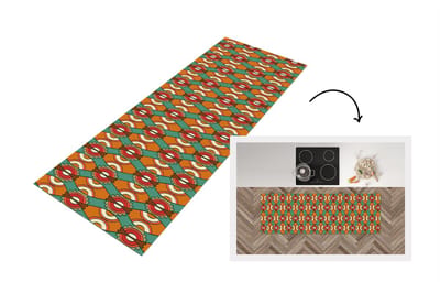 Keukenloper 150x50 cm - Keukenmat vinyl Design - Retro - Oranje - Abstract - Keukenmatten loper - Keuken vloerkleed tapijt