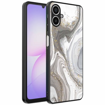 Geschikt voor Samsung Galaxy A07 Telefoonhoesje met marmer opdruk - TPU backcover case marble design - Zilver - Smartphonica geschikt voor Samsung Galaxy A07