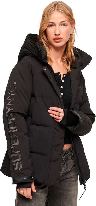 Superdry City Padded Hooded Wind Parka Zwart M Vrouw