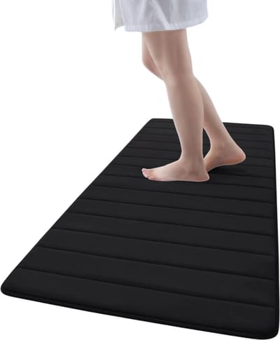 Memory Foam Badmat Antislip -Zachte Badkamermat & Douchemat - Absorberend, Wasbaar, Sneldrogend Badkamerkleed - Zwart