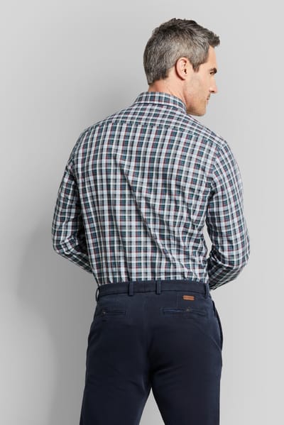 Bugatti Herren Geruit overhemd met button-down kraag
