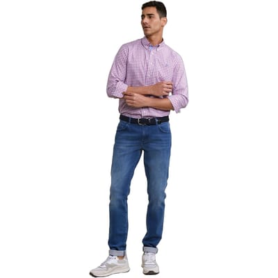 River Woods Custom Fit Checked Shirt Blue/red Size: 3XL | Casual Shirts Outlet | Heren | Blauw