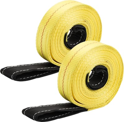 Kraan Trekriemen Set - Nylon Hijsbanden - Voertuig Herstel - Duurzaam Nylon Materiaal - 20 Voet x 2 Inch - Geel