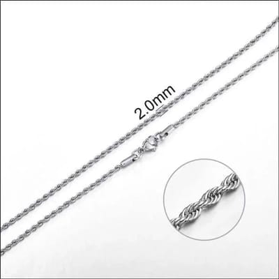 Aramat Jewels | Halskettingen | RVS Koord Ketting Zilverkleur - Gevlochten Schakelketting | 65cm / 2mm |65cm | | Staal | Volwassenen | Verkleurd niet