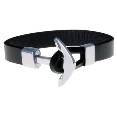 LGT Jewels leren armband met Stalen Anker