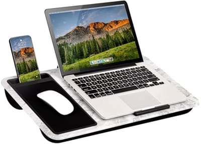 Thuiskantoor Schootbureau - Linkshandig - Geschikt voor Laptops tot 15,6 Inch - Wit Marmer