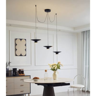 Lindby LED hanglamp Norvind, 6-lamps, zwart, metaal