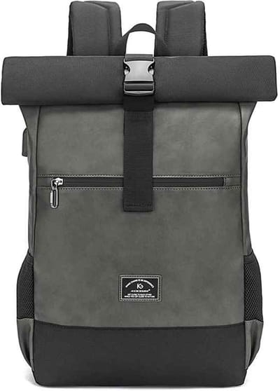Laptop Tas - Computertas – Roll-top Tas - Waterafstotende en Schokbestendige Laptoptas – Grijs – Werk - School - Reizen - Unisex - USB-Poort - Air Cushion Belt