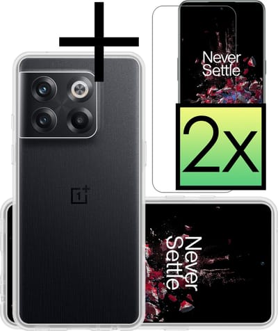 Hoesje - Met 2x Screenprotector - Geschikt voor OnePlus 10T - Sterk & Shockproof - Back Cover - Siliconen Case - Telefoon Hoes - Transparant