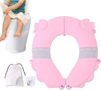 Kinder toiletbril - Reis toiletje - Zindelijkheidstraining - Opvouwbaar en draagbaar - 20x16 cm - Roze