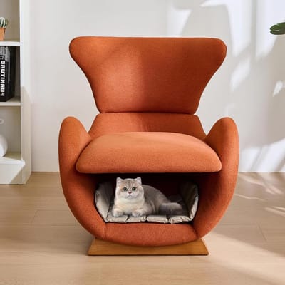 Loungestoel Walvishaai - Huisdierstoel Bank - Ontspannen Wonen - Geïntegreerd Dierenhol - 66x69x76cm - Steenrood