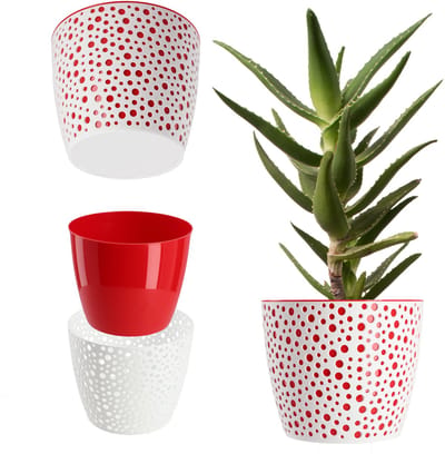KADAX Bloempot van kunststof, diameter 11-21 cm, 5 kleuren, eenvoudige pot, robuuste plantenpot, plantenbak, ronde bloempotbescherming voor varen, diameter 13 cm, rood