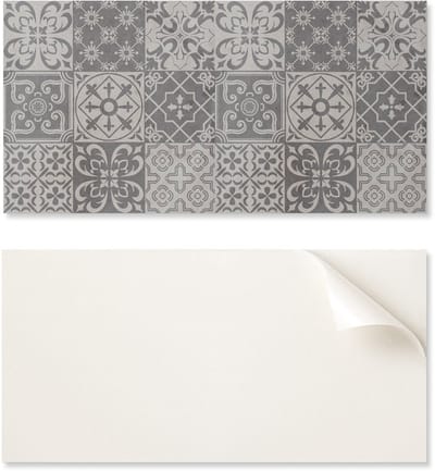 Vinylpaneel met decoratie voor keuken of badkamer, 100x50 cm, tegelpatronen in een 3x3-indeling.