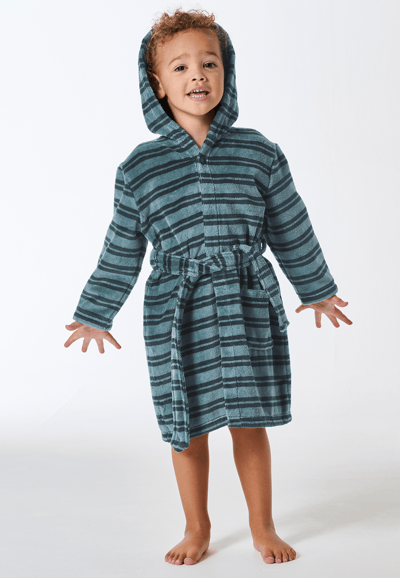 Badjas velours strepen mineraal - Kids Nightwear 92