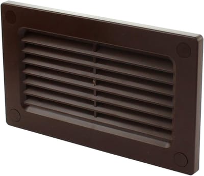 Ventilatierooster Lamellen - Rooster Vlak Kanaal - Ventilatie Afsluiten - Insectenbescherming - 60 x 120 mm - Bruin