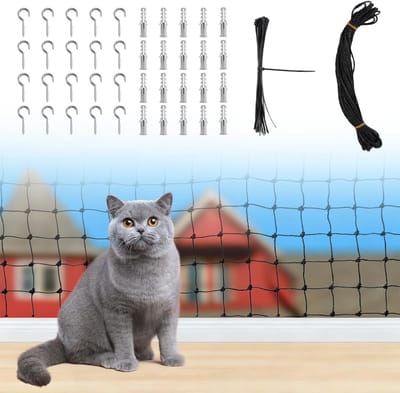 Kattennet voor Balkon 4x4m - Inclusief Montagekit - UV-bestendig en Weerbestendig