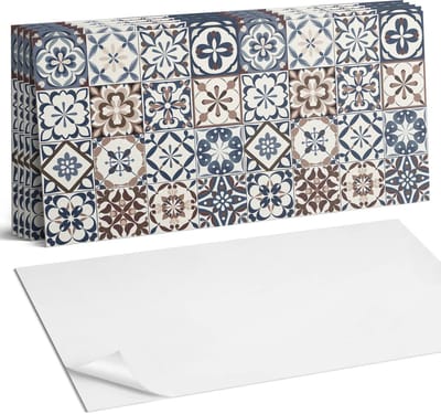Coloray Plaktegels - Decoratieve tegelpatronen Wandtegel Zelfklevend - 60 cm x 30 cm - Beige Plaktegels - 6 stuks - Rechthoek PVC Tegels - Plaktegels Keuken - Zelfklevende Vloertegels Badkamer - Vinyl Tegels Zelfklevend - Zelfklevende Wandtegels