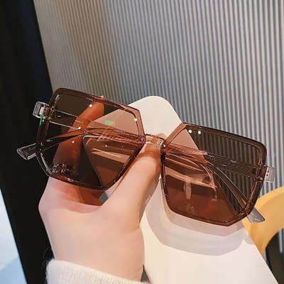 Retro Zonnebril Met Zonbescherming En High-End Gevoel, Veelzijdige Modeaccessoires Voor Straatfotografie bruin