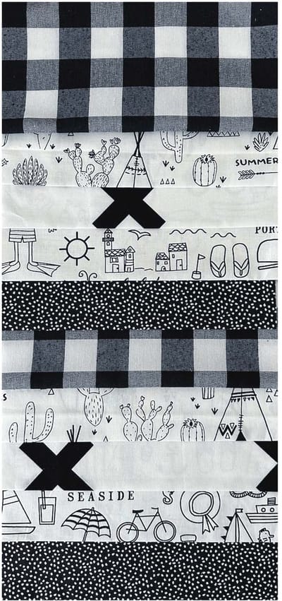 BINK Bedding - 10 lapjes - Quilt Patchwork - Zwart Wit 25 x 25 cm. Set = 10 lapjes
