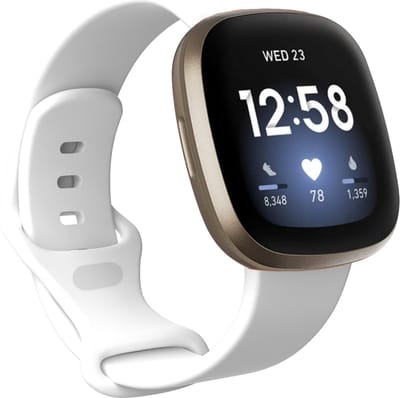 Bandje geschikt voor Fitbit Sense - Maat L - Polsband - Horlogebandje - Siliconen - Wit