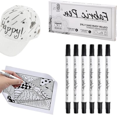 Textielstiften set van 6 - Wasmachinebestendig - Dubbele tip - Permanent - Textielmarkers - Personaliseren van kleding