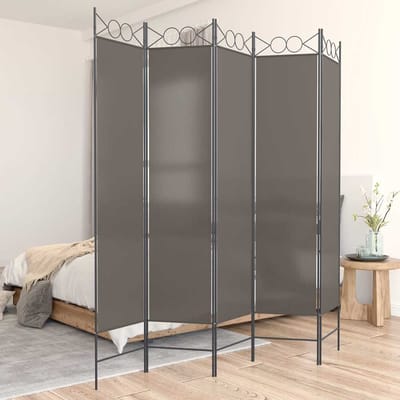 vidaXL - Kamerscherm - met - 5 - panelen - 300x200 - cm - stof - antracietkleurig