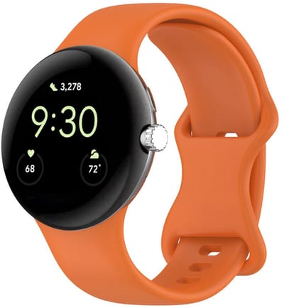 Siliconen bandje - geschikt voor Google Pixel Watch 3 (45 mm) en Pixel Watch 4 (45mm) - druksluiting - oranje