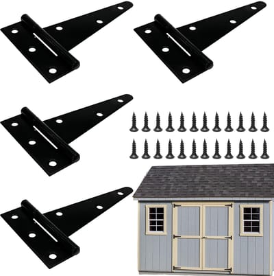 Set van 4 T-vormige Deurscharniere 100 mm - Zwart - Voor Houten Deuren - Inclusief Schroeven