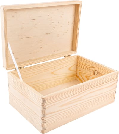 Creative Deco Grote Houten Doos Opberg-Kist | 30 x 20 x 14 cm (+/-1cm) | met Deksel | Borst voor Decoratie Decoupage | Perfect voor Documenten, Voorwerpen, Speelgoed, Gereedschap | RUW EN ONVERZEGELD