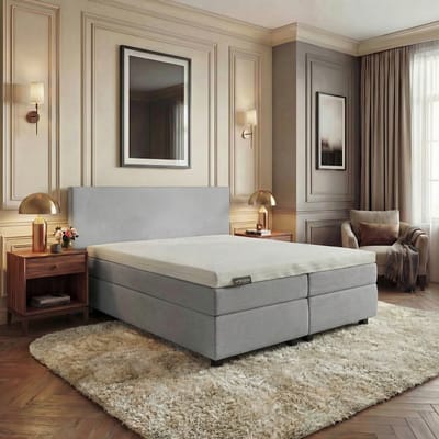 Mörgenn Hotel en B&B Boxspring - Pocketvering - Lichtgrijs - 80x200 cm - Inclusief Dekbed en Kussens