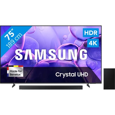 Samsung 75" Crystal UHD U8070F (2025) + Samsung HW-B750F Zwart