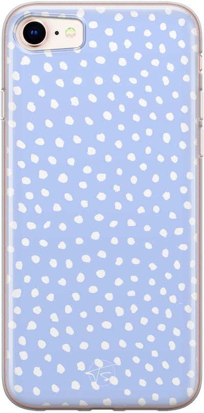Hoesje geschikt voor iPhone 8 - Lila stippen - Soft Case - TPU - Gestipt - Paars - Mooie Telefoonhoesjes