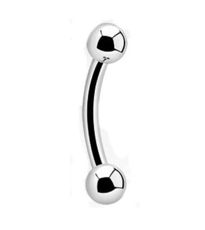 Titanium 6 mm Curved Barbell Piercing 1,2 mm met 3 mm Balletjes. RH-Jewelry[High Quality Piercing]