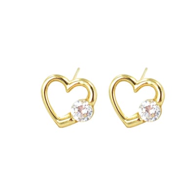 New Bling 121101638 Gouden Oorknopjes - Dames - Hartje - Opengewerkt - 6,5 x 6 mm - Zirkonia - 14 karaat - Goud
