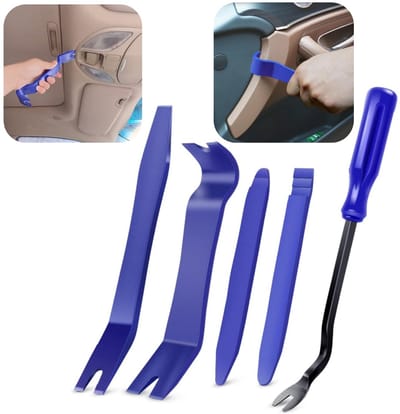 5-delige wrikset — Modificatie demontageset — Autointerieur koevoet — Krasvrije wrikgereedschap — Clipverwijderingsgereedschap — Reparatieonderdelen — Voor car audio, dashboards, deurpanelen, interieurbekleding (Blauw — Diverse formaten)
